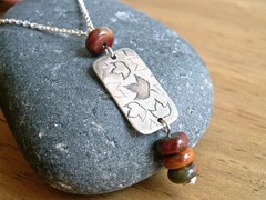 OOAK Autumn Leaves Sterling Silver Handmade Necklace, natural Jasper stones