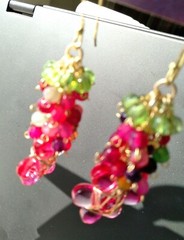 Icellas Design Chalcedony & Tourmaline Cascade Cluster Artisan Earrings