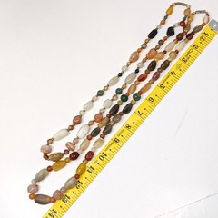 Natural Polished Agate Stone Necklaces Set of 2 at 22″ and 28″ Multicolor VTG