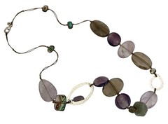 SILPADA Sterling Silver AMETHYST-QUARTZ-SHELL Beaded Necklace~#N2104~With BOX!