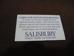 SALISBURY PEWTER CUFF/BRACELET FROM THE BILTMORE HOUSE IN ORIGINAL BOX