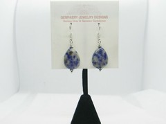 Sterling Silver Natural DENIM LAPIS Teardrop Dangle Earrings #144…Handmade USA