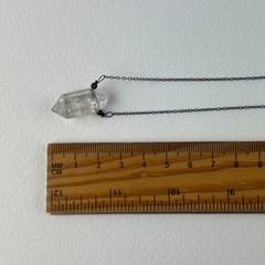 Quartz Crystal Sterling Silver Necklace Artisan Handmade Double Terminated Point