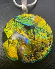 Sterling Silver Dichroic Glass Pendant Necklace 20 .925 Chain Handmade 18.02g