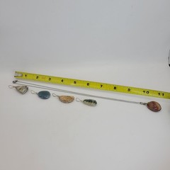 5 Interchangeable Dainty Polished Stone Jasper turritella Agate Pendant Necklace
