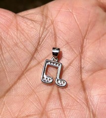 925 Sterling Silver MUSICAL NOTE Pendant with Cz, Small Minimal Jewelry #3