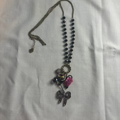 Betsey Johnson Kitty in a TuTu Lariat Necklace RARE Embellished Sparkly Glam