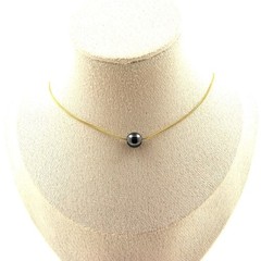 Necklace 1 Hematite Pearl 8 Mm Gold Plated Stainless Steel Chain