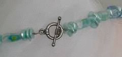 Artisan Estate Crystal Glass Light Blue Flower Pendant 22″ Beaded Toggl Necklace