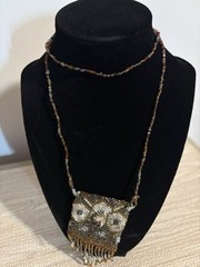Hand Beaded Owl Pouch Necklace