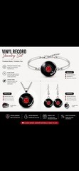 Jewelry Set Vinyl Record Picture Glass Alloy Necklace Stud Earrings Bracelet New