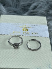 14 K WHITE GOLD ENGAGEMENT AND WEDDING BAND 4.7 GRAMS