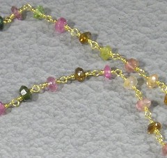 Vermeil Gold on .925 Sterling Silver Faceted Multi Tourmaline Gemstone Necklace