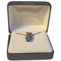 Sterling Silver Black Hills 12k Gold Blue Topaz necklace