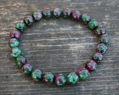 Natural AA Ruby in Zoisite 8MM Beads Crystal Energy Protection Stretchy Bracelet