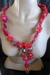 Handmade Fabric Necklace Fiber Art And Beads Direc From Artist One Of A Kind