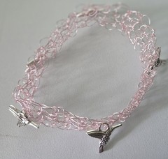 Pink Wire Hummingbird Bracelet 1″ Wide Lightweight Handmade Jewelry W022
