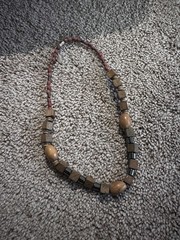 Handmade Square And Oval Wooden Bead Necklace ￼