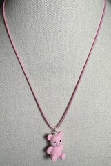 Adorable Pink Teddy Bear Pendant On Cord Necklace By 927 Designs