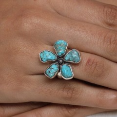 Arizona Turquoise Sterling Silver Handmade Rough Ring