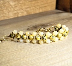 Verdant’s Legacy Natural Yellow Jade & Serpentine In Hand-woven Artisan Bracelet