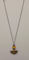 African Brass Pendant Glass Bead Necklace