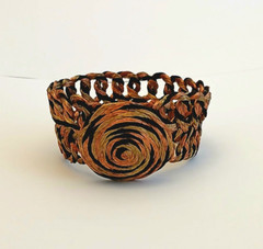 Greek Double Loop Copper Wire Bracelet Black and Orange