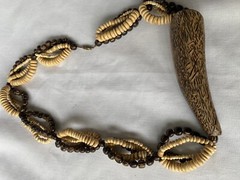 Vintage Beaded necklace with horn-like pendant