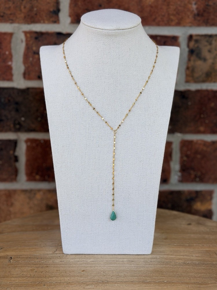 Dainty Round Turquoise Gold Pendant Necklace