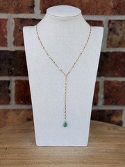 Dainty Round Turquoise Gold Pendant Necklace
