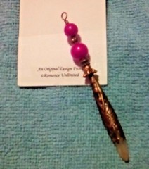 Shimmery 3D FUCHSIA Miracle Beads MADAGASCAR Crystal Point PENDANT Wand Ornament