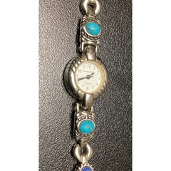 Charter Club Silver-Tone Multi-Stone Bracelet Watch Quartz Colorful Cabochons