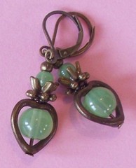 JADEITE BRONZE HEART DROPS Lever back handcrafted CHOOSE XX