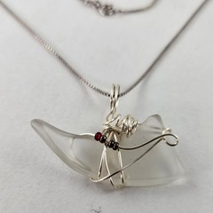 Sterling Silver Glass Pendant Artisan made & Sterling 18 in Chain [8793]