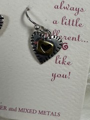 NEW Vintage FAR FETCHED Stitched Heart Earrings .925 Sterling Silver Brass EW192