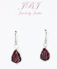 Garnet Dark Red 8mm x 10mm Natural Gemstone .925 Sterling Silver Earrings 1″