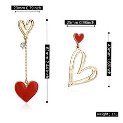 Mismatched Earrings Asymmetric Heart Dangle Cute Love for Women Statement Hea…