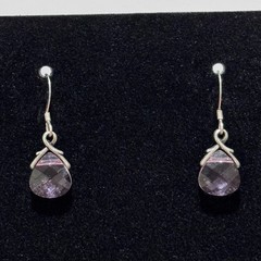 Light Rose Swarovski Crystal Briolette Earrings Sterling Silver