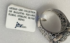 Set Sarda 925 Sterling Silver 31.1gr Floral Pendant/Ring/Chain Sz 9.75