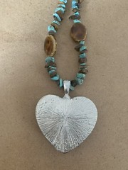 Gemstone and ceramic bead heart necklace
