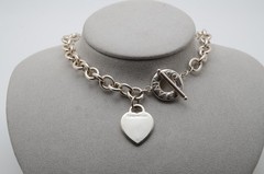 Tiffany & Co Heart Tag Toggle Necklace Choker Sterling Silver