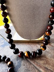 Jay King DTR 925 Sterling Silver Tigers Eye Beaded Necklace & Bracelet Set