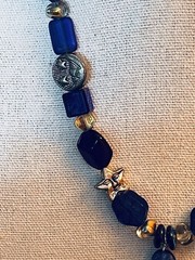 VTG Cobalt Blue Glass Celestial Sun Star Artisan Necklace 16-19”