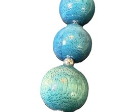 Turquoise Wood Bead Necklace 14″ Silver Spacer Statement Jewelry Vintage Y2K 90s