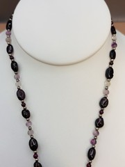 Natural Gemstone Handmade Necklace Dainty Dark Purple Light Purple Clear