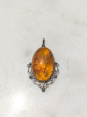 Handmade Baltic amber pendant set in sterling silver