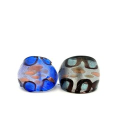 Murano Hand Blown Art Glass Rings (Lot Of 2) Size 7.25