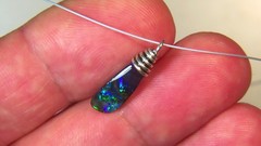 3.1c AUSTRALIAN BOULDER OPAL TIGER TAIL 925 SILVER NECKLACE PENDANT OCA18744