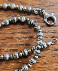Vintage Italian Silpada Sterling Silver & Brass Fluted Beaded Necklace 24 Inches