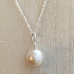 11-12mm White Baroque Pearl Pendant Necklace Silver Energy Gemstone Healing